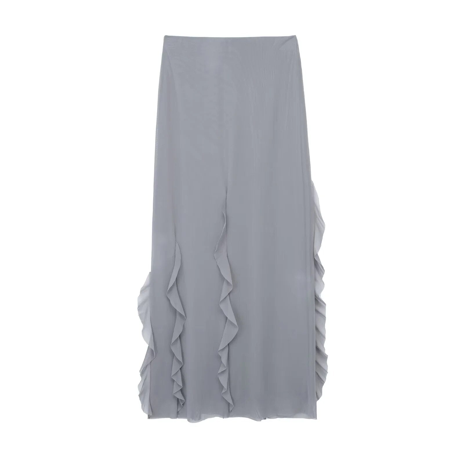 Chiffon One-Shoulder Top and Ruffled Skirt Set
